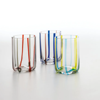 Bicchiere Tirache Zafferano in vetro borosilicato bicolore  Acquamarina-verde box 6 pezzi
