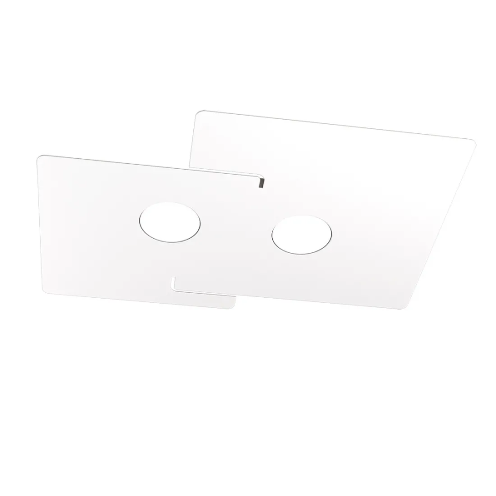 ECHO Toplight led ceiling light in rectangular white metal with 2 Gx53 bulb sockets