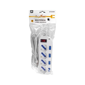 Multi-socket power strip with 4 universal sockets and independent switches - Alcapower accessories
