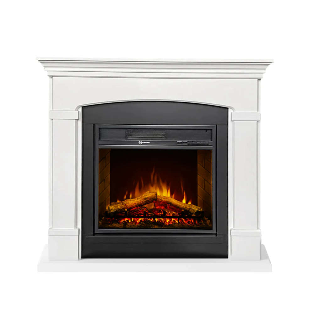 Electric fireplace floor fireplace ADAMS in White wood L107 x D24 x H95,2