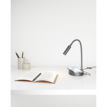 STEM - 5W black LED table lamp with wireless charging without cables