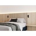 PURE - Black 4W LED bed wall light with 1 USB-C socket and dimmable light
