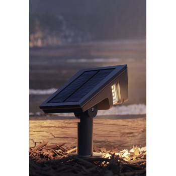 GAM - Garden and outdoor solar bollard with black spike - 0.7W outdoor lamp