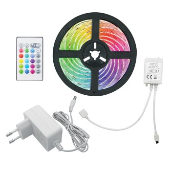 15W Kit Striscia LED COB RGB 1m IP65 12V con Dimmer - Luce Regolabile, Telecomando RF Incluso - 4 giochi di luce colorati