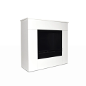 Floor standing bioethanol fireplace in white wood Made in Italy Michelangelo 96x36x90h