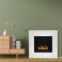 Floor standing bioethanol fireplace in white wood Made in Italy Michelangelo 96x36x90h