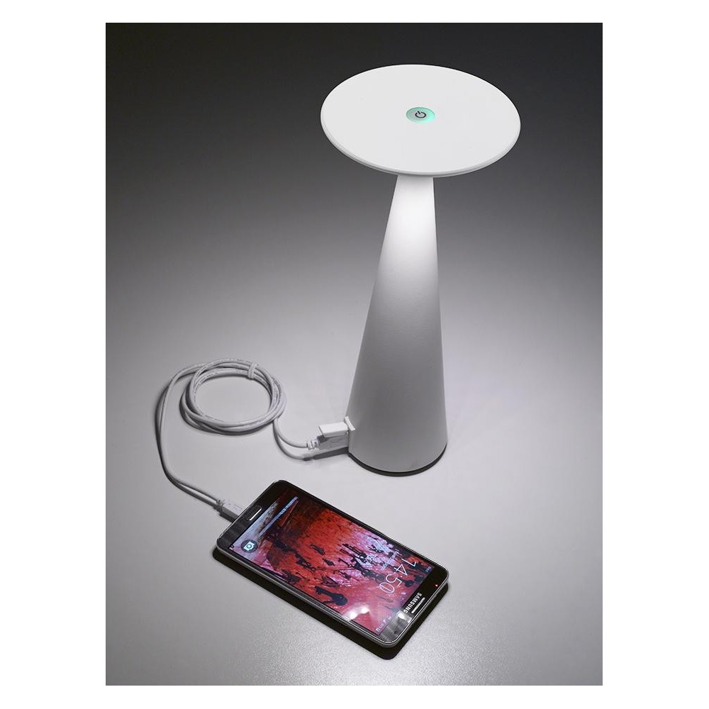 Lampada a led da tavolo Inemuri Bianca con USB Touch ricaricabile e  dimmerabile 12h di autonomia