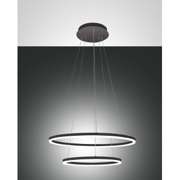 Giotto led chandelier 52watt black 3508-45-101 Fabas. Suspension lamp in black metal and methacrylate diffuser.