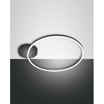Giotto modern led ceiling light 36watt black 3508-61-101 Fabas. Black metal ceiling lamp and methacrylate diffuser.