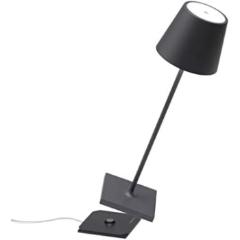Led table lamp Poldina Pro Dark gray rechargeable and dimmable with battery up to 9 hours. IP54 outdoor.