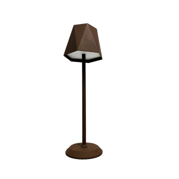Fiji led table lamp by Ondaluce corten portable rechargeable and dimmable. Wireless outdoor lamp