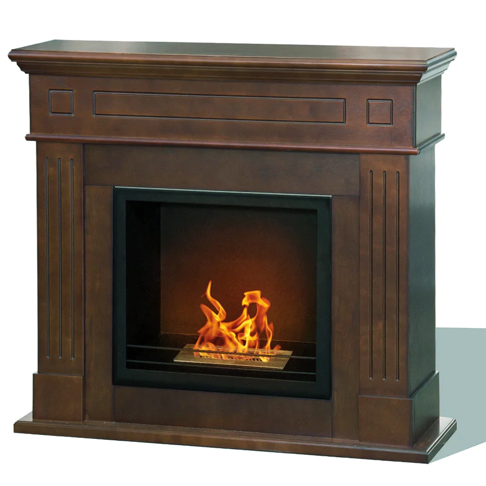 Cambridge bioethanol fireplace in brown wood 110x37x102h