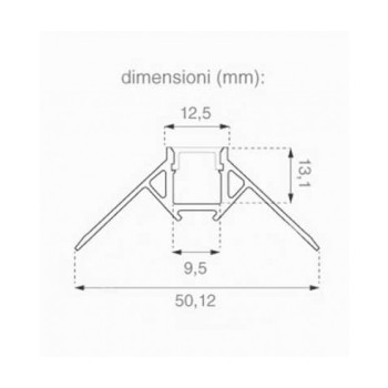 Kit profilo piatto da rasare a cartongesso angolare da 2m con copertura satinata e 2 tappi